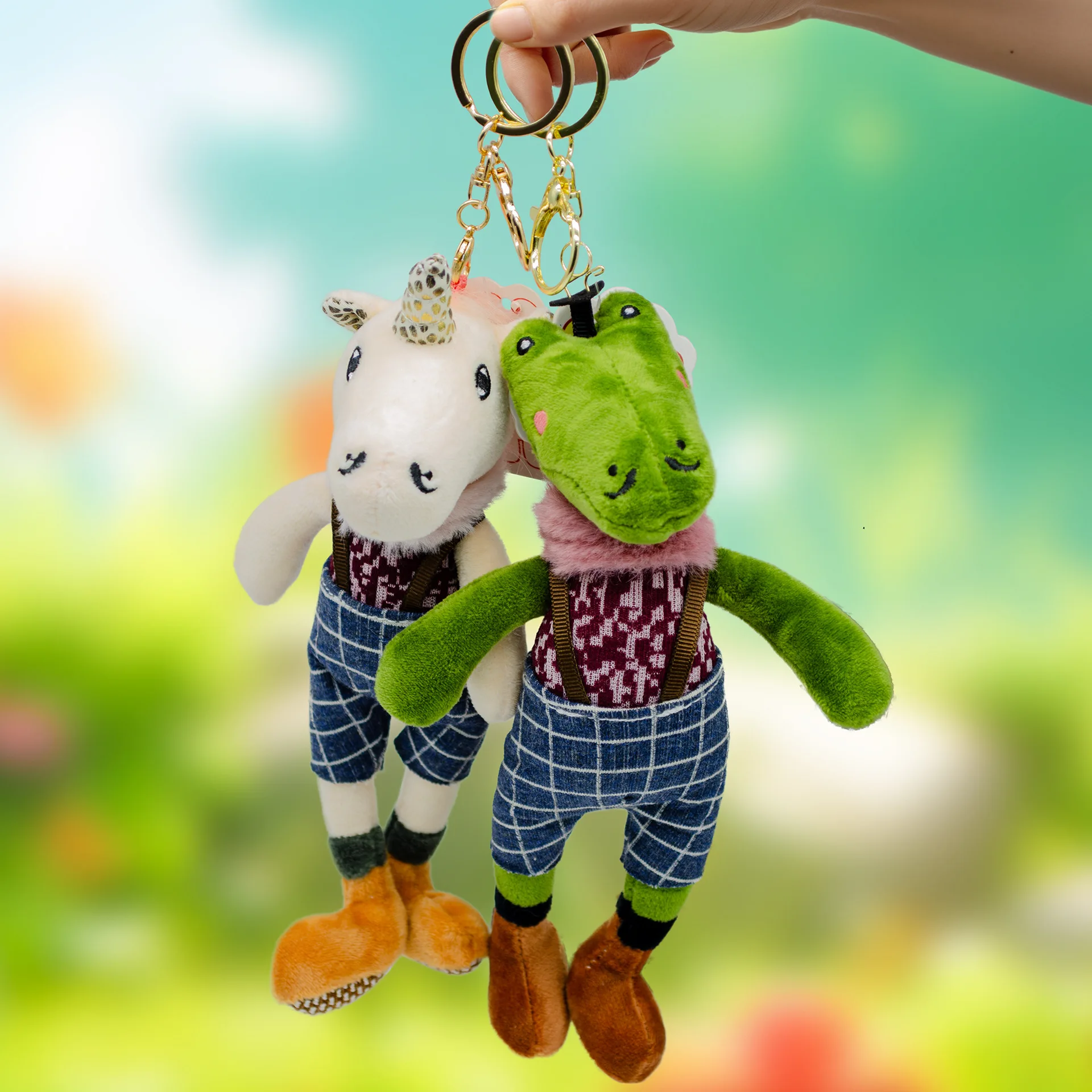 20/22 cm créatif drôle kawaii long pied en peluche porte-clés sac à dos pendentif mignon poupée licorne crocodile poupée cadeau pour enfants