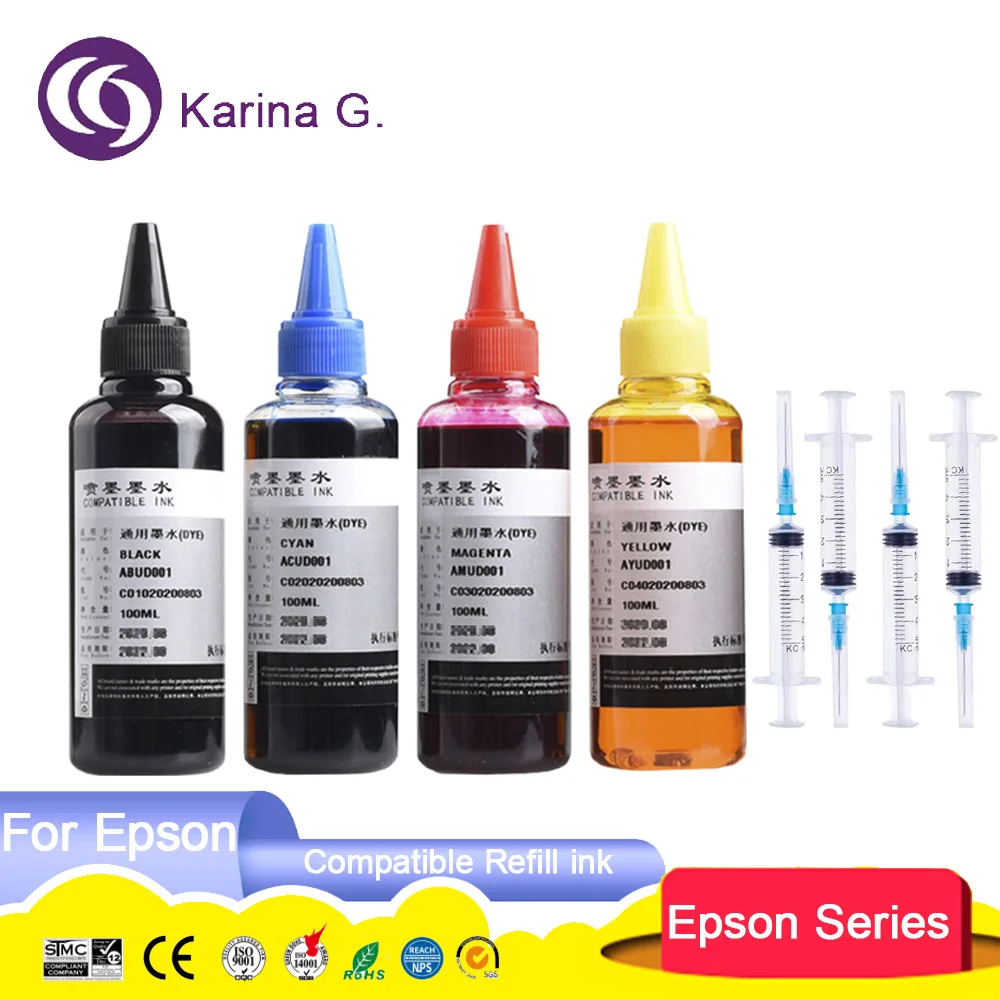 100ml Universal Refill Dye Ink Kit Compatible for HP Canon Lexmark Epson Dell Brother All Refillable Inkjet CISS Cartridge