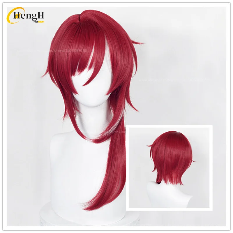 

In Stock Anime Synthetic Sakasaki Natsume Cosplay Wig 55cm Red Highlights White Wig Heat Resistant Hair Halloween Party New Wigs