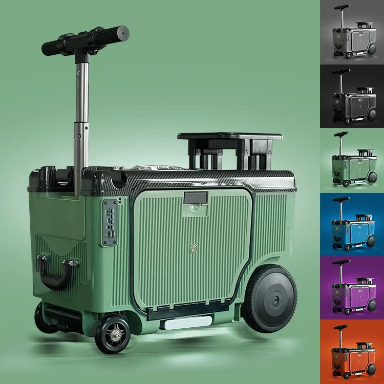 حقيبة تروللي بعجلات كهربائية منظفة إلى اللوحة USB شحن TSA قفل جمركي 20 بوصة حقيبة كهربائية الأمتعة حقيبة سكوتر صغيرة #6