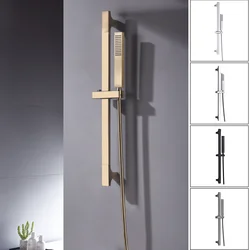 Wall Mounted Adjustable Slide Shower Bar Bathroom Shower Riser Sliding Bar Set with Hose and Stainless Steel Shower Hand Shower