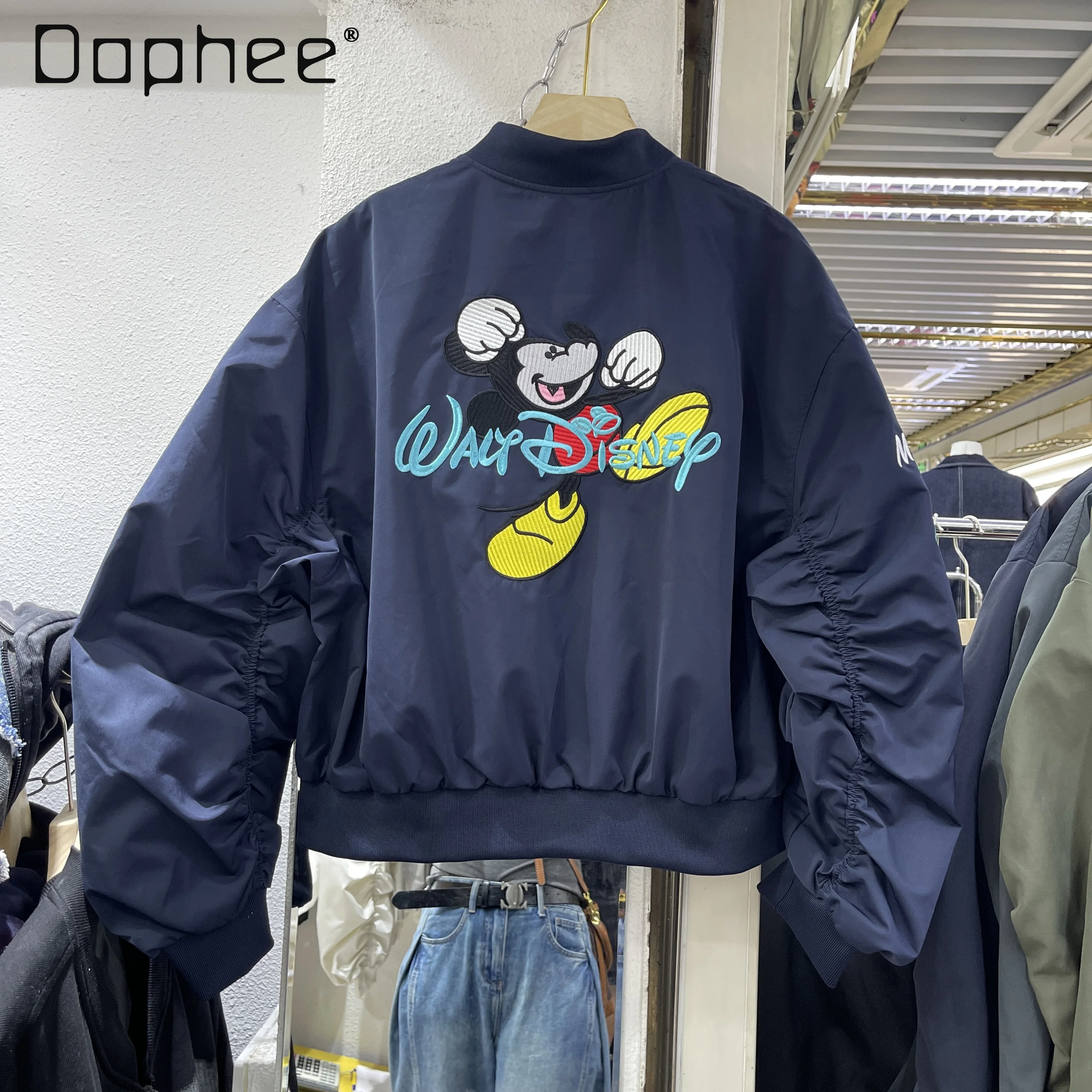 

Autumn New Women's Jacket American Retro Design Cartoon Embroidery Casual Loose Baseball Jacket Zipper Jacket Trendy Coat