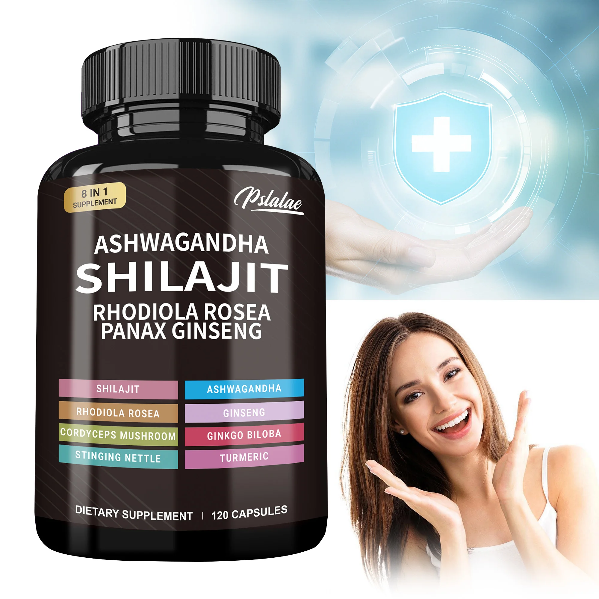 Shilajit, Ashwagandha, Rhodiola Rosea, Panax Ginseng - Aumenta la masa muscular, aumenta la energía y la resistencia - 120 cápsulas