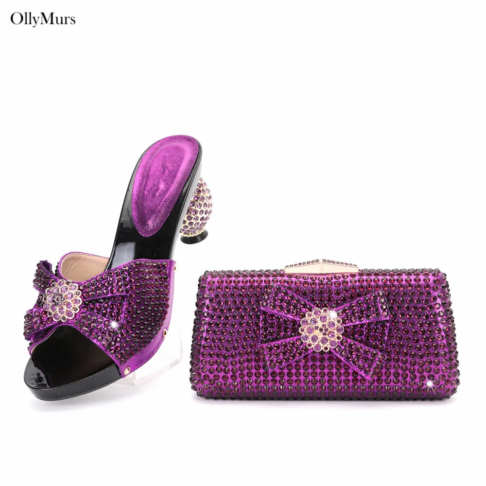 

Hot Coming Fashion Beautiful Shoes With Matching Bag For Party African Woman High Heels Shoes And Purse Set For Wedding