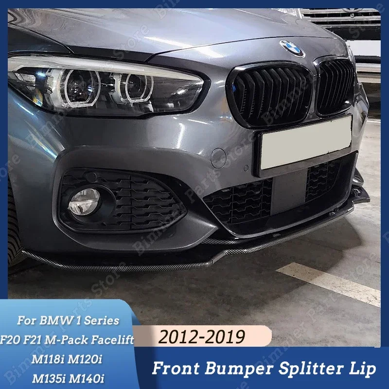 For BMW 1 Series F20 F21 M-Pack M118i M120i M135i M140i 2012-2019 Car Front Bumper Lip Splitter Spoiler Gloss Black/Carbon Look