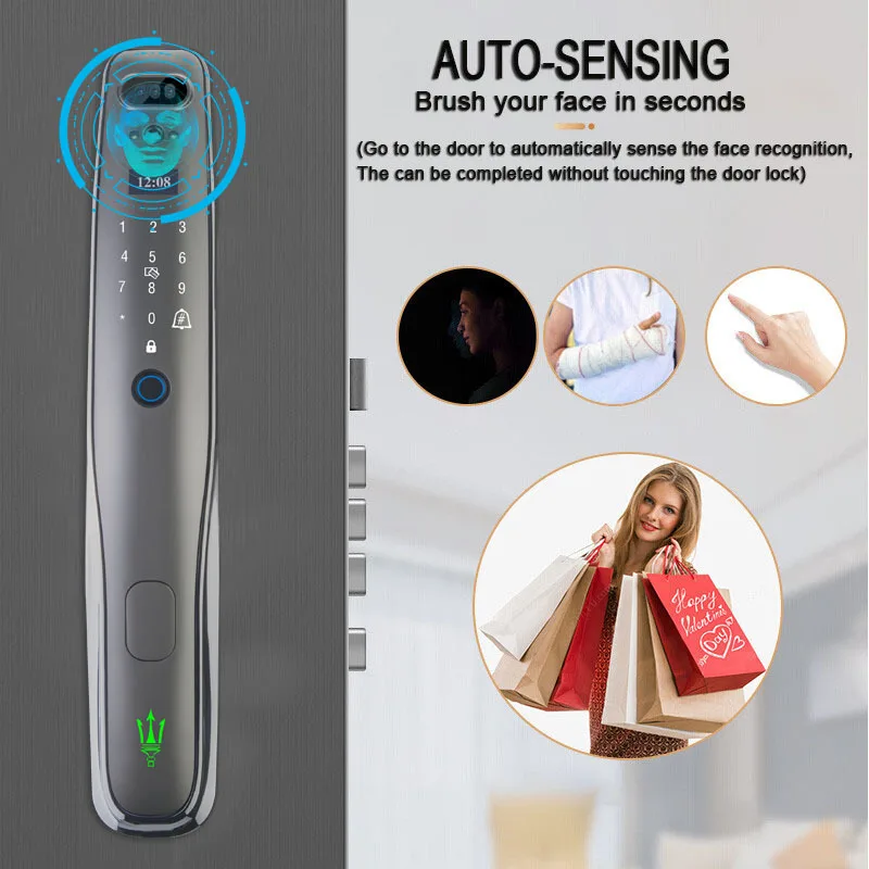 New Automatic Tuya Peephole Viewer Smart Door Lock Wifi Fingerprint Graffiti Anti-Theft Door Fingerprint Password Lock