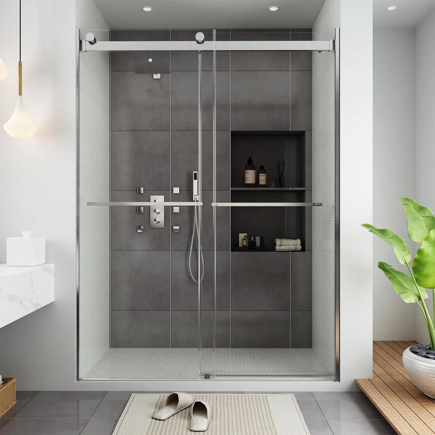 Casainc Frameless Double Shower Door, 60