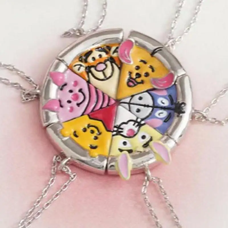 

Disney Jewelry Necklace Magnetic Suction 6-Piece Set Pooh Bear Piglet Tigger Animals Give Gifts To Friends Necklace Combination