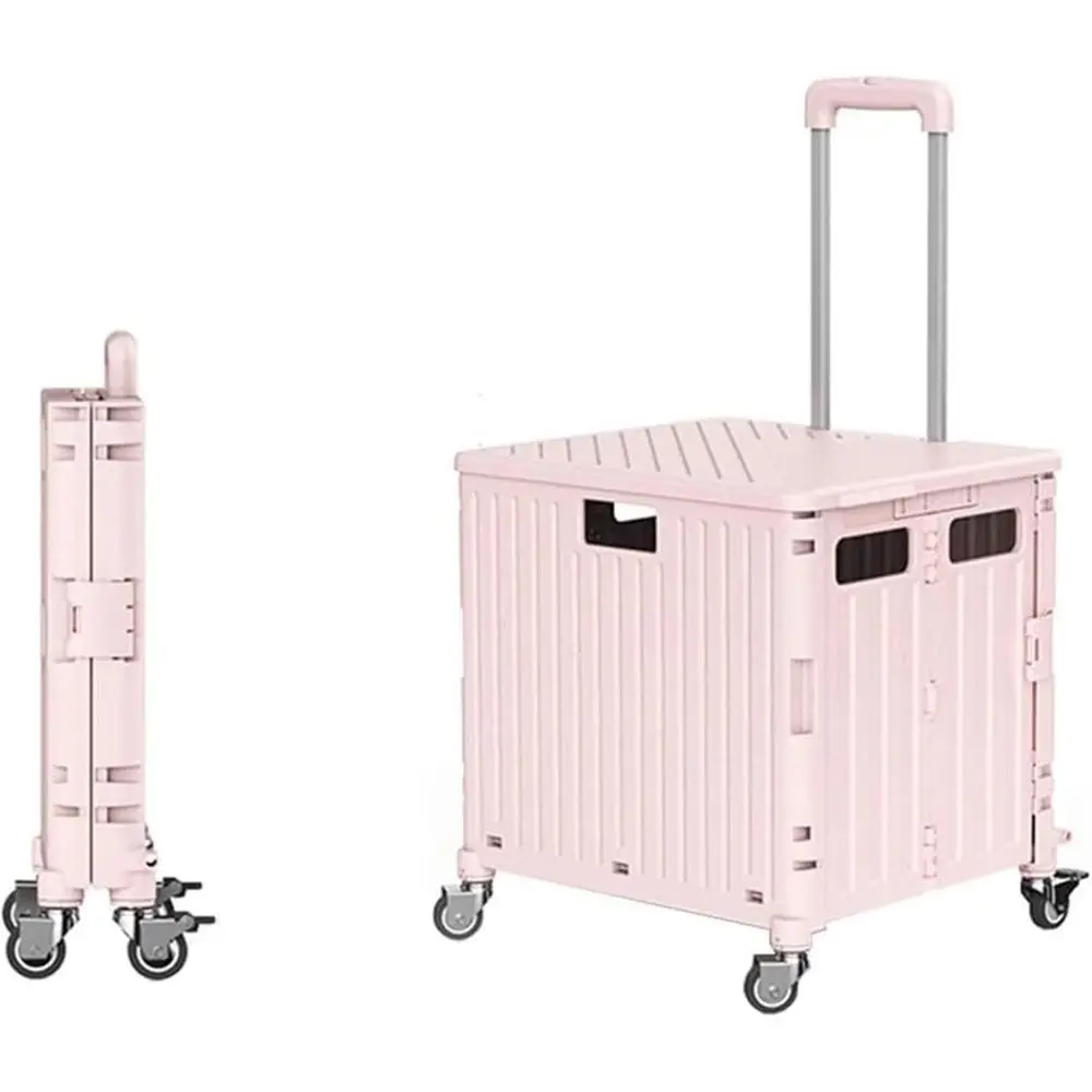 

Складная тележка для покупок на колесах, 65 л, розовая, для супермаркетов и продуктовых магазинов