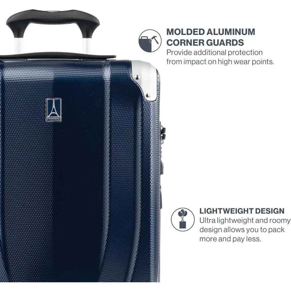 Lightweight Expandable Hardshell Spinner Luggage, 8 Wheels, 21 Inch Carry-On Suitcase, Royal Blue