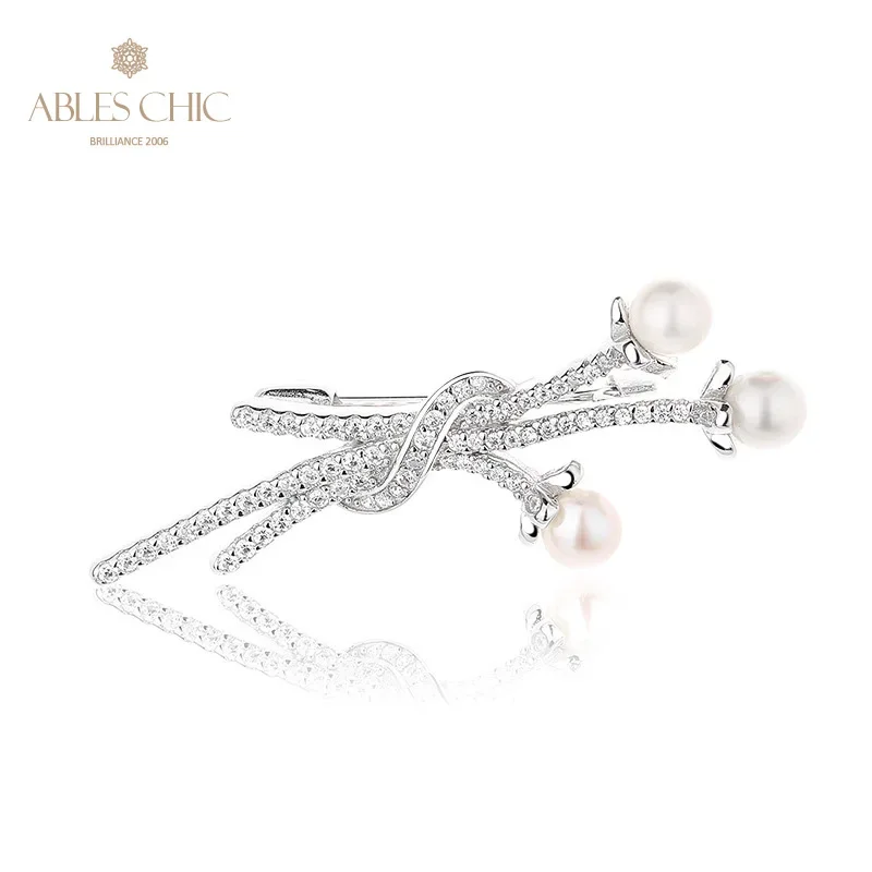 

AC 5A Freshwater Pearls 5-5.5mm Accent Paved CZ Bouquet Pin Solid 925 Silver Floral Posy Pendant Only PN1003