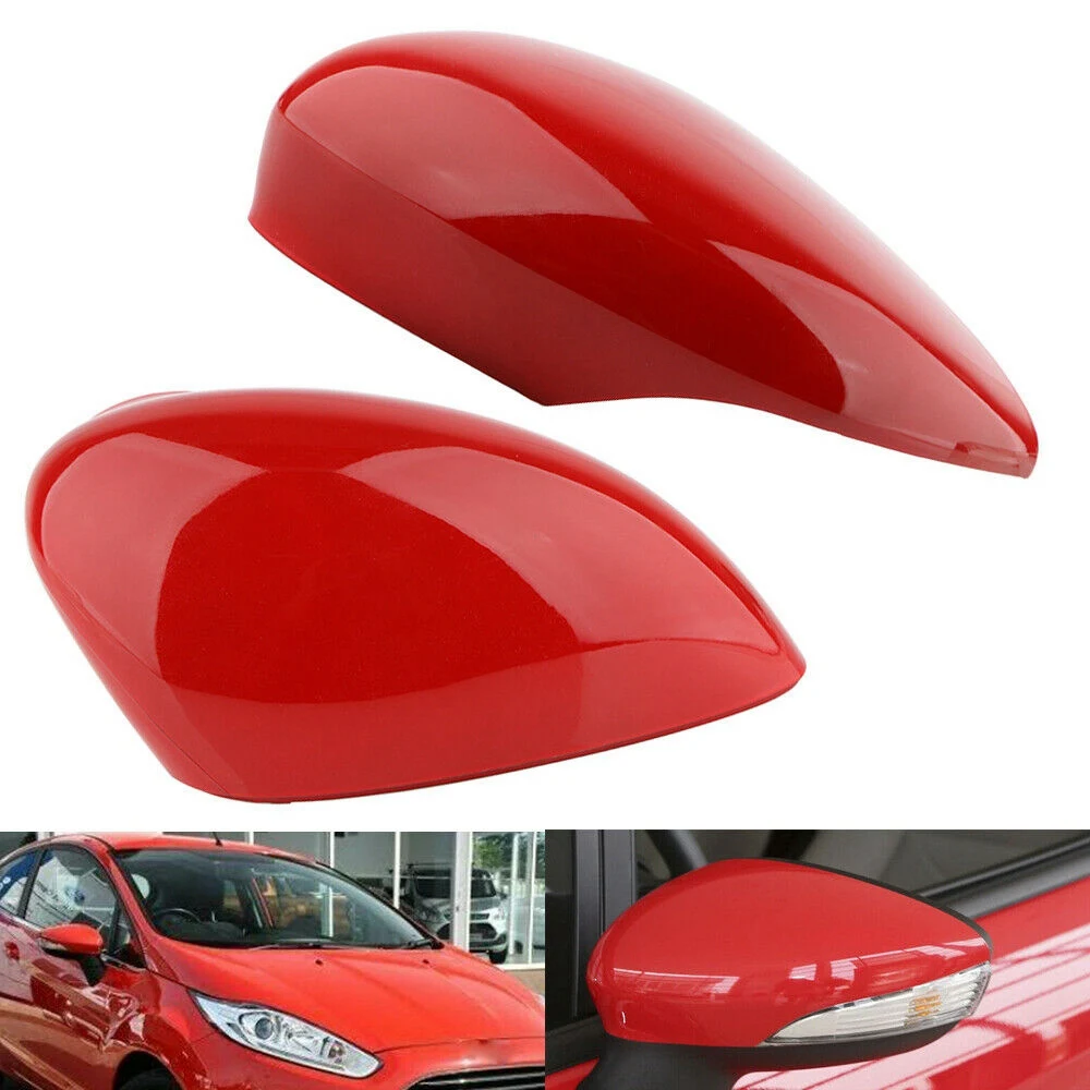 11-Left Wing Door Rearview Mirror Cover Side Mirror Cap Shell for Ford Fiesta MK7 2008-2017 Red