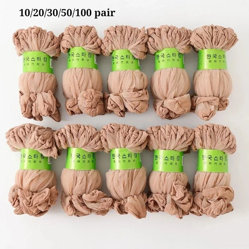 10pairs-100Pairs Transparent Summer Socks Ultrathin Women Nylon Ladies Female Short Ankle Meias Elastic Crystal Spring Silk Sox