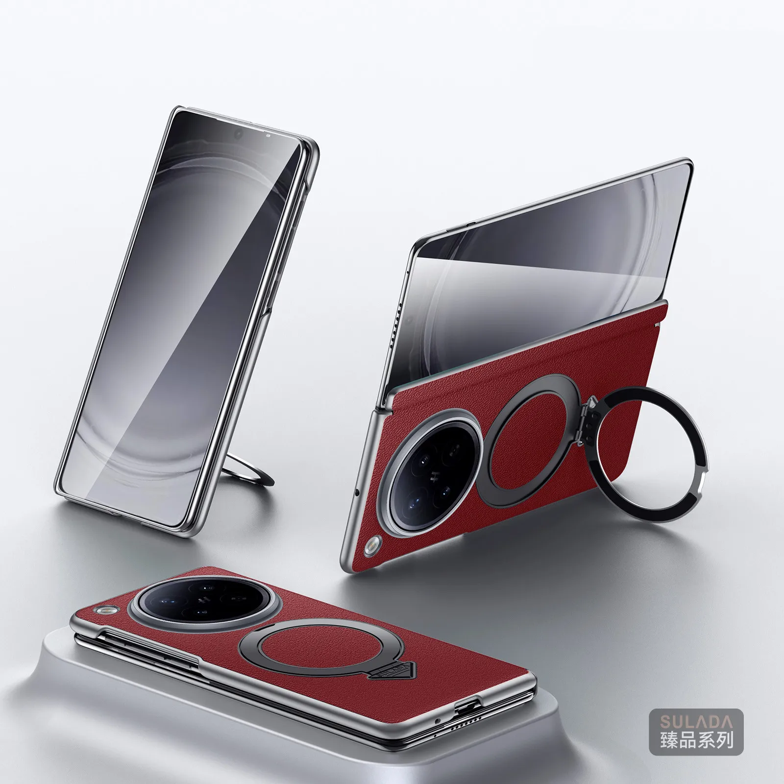 

Original Sulada Genuine Cowhide Leather For Magsafe Case For OPPO Find N6 FindN6 Magnetic Hinge Ring Holder Bracket Back Cover