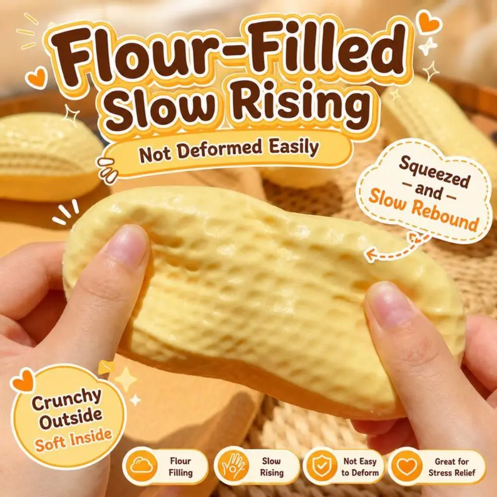 Creative ASMR Sensory Simulated Peanut Squeeze Toy Stress Relief Soft Squeeze Fidget Toy Decompression Toy Party Favors Gift