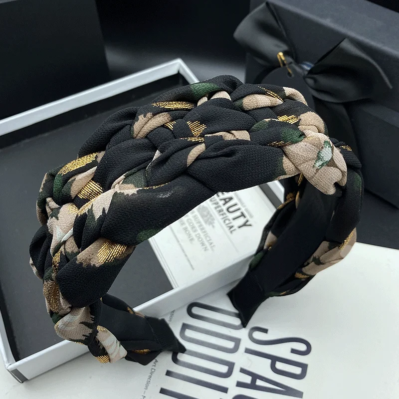 

Vintage hand-woven hairband, elegant and fashionable, trendy and versatile headband, high crown pressure hair accessory