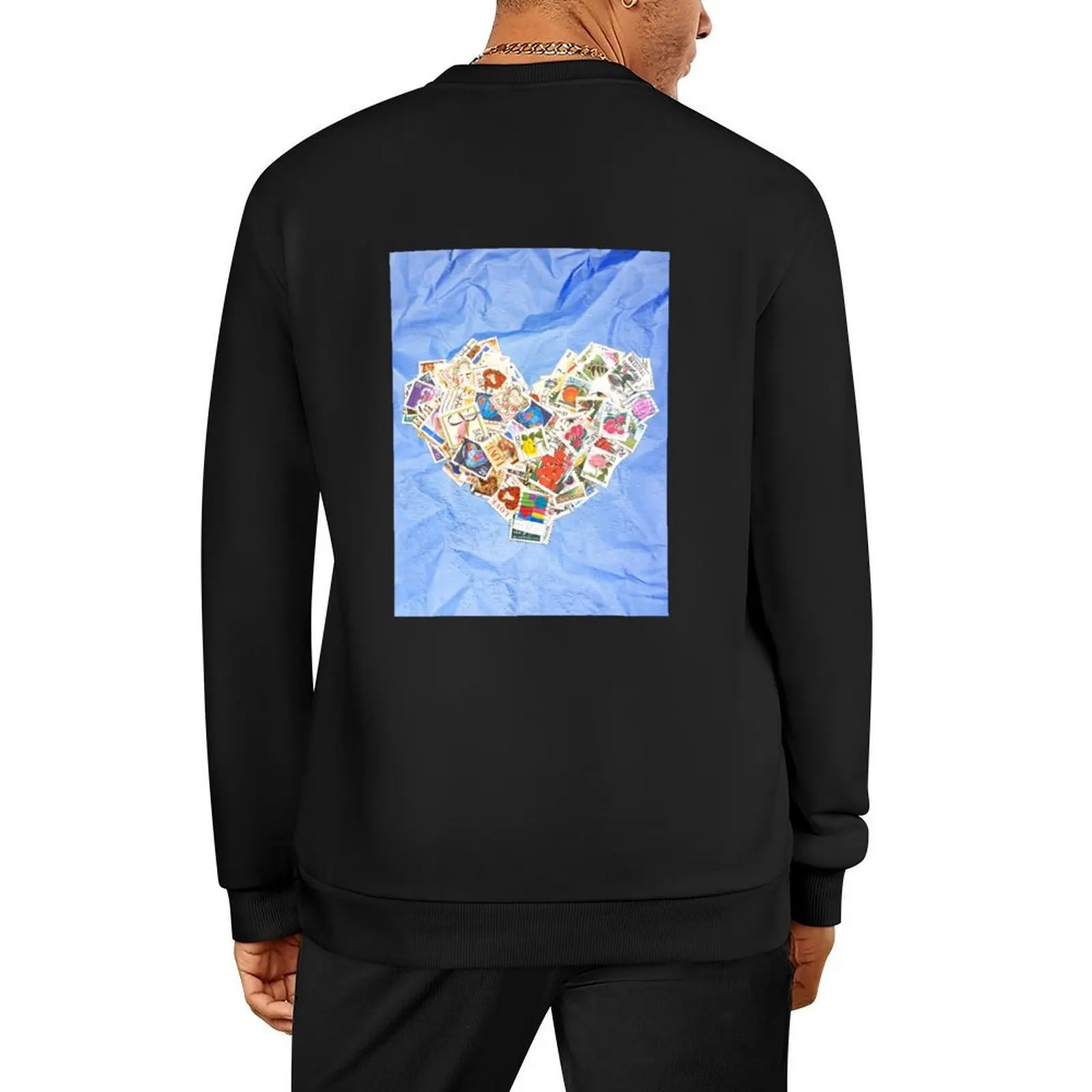 

Heart Shaped Postage Stamps Assemblage Pullover anime clothing korean autumn clothes korean clothes autumn sweatshirt