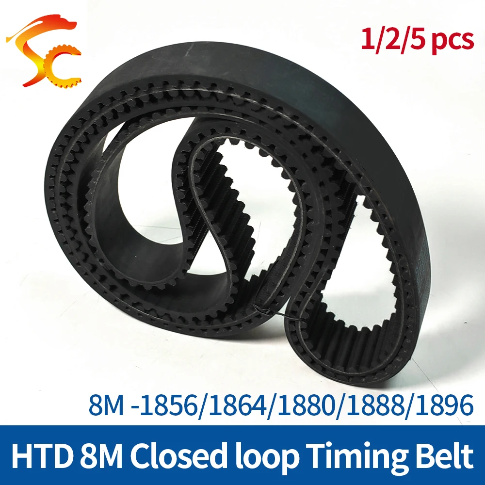 

1/2/5pcs HTD 8M Timing Belt Length 1856/1864/1880/1888/1896 Width 20 25 30 40mm Rubber Closed Loop Synchronous Belt