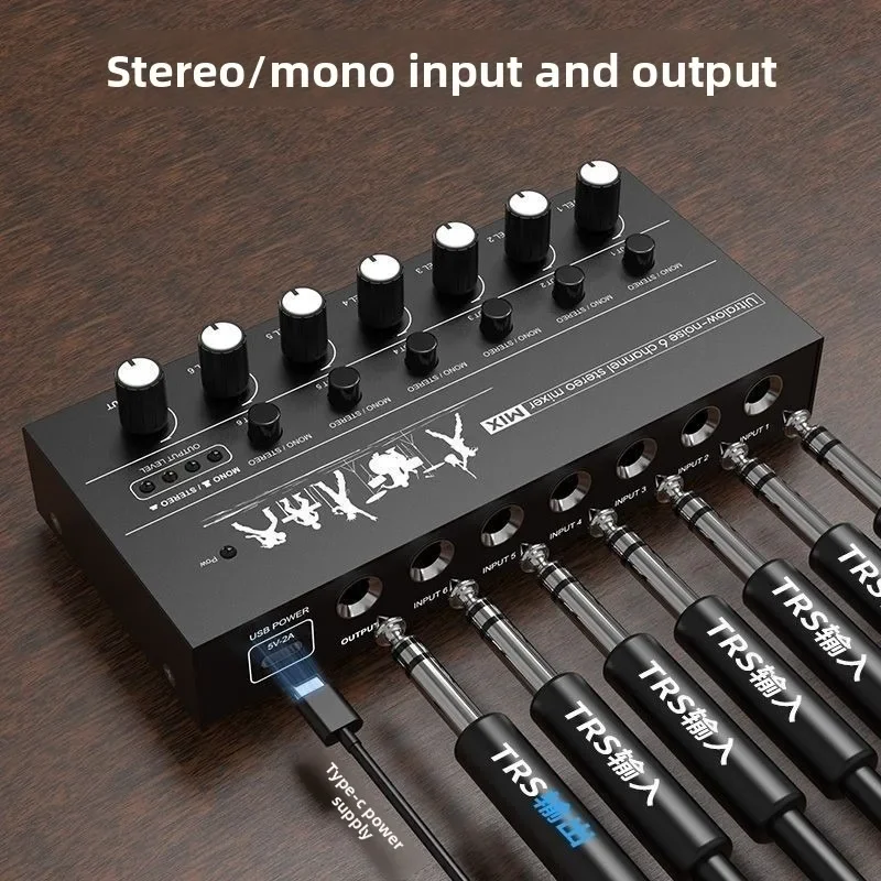 Professional mixer 6-way 8-way audio input 6.5 interface hub expander multiple in and out microphone multiple