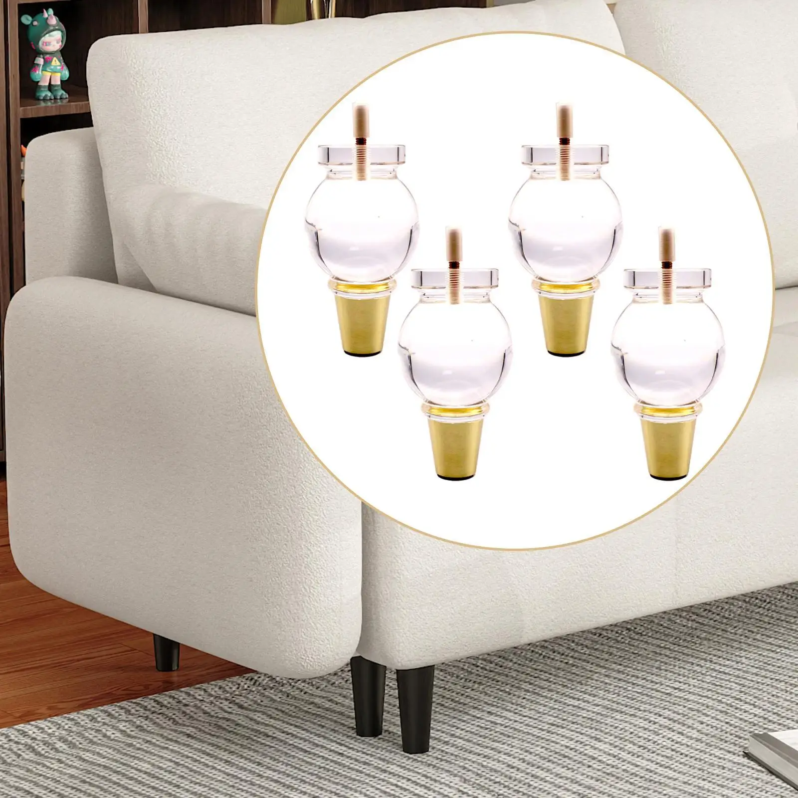 4 قطع أرجل قطع الأثاث أرجل الخزانة شفافة محمولة للمنزل يمكنك صنعها بنفسك أقدام بديلة