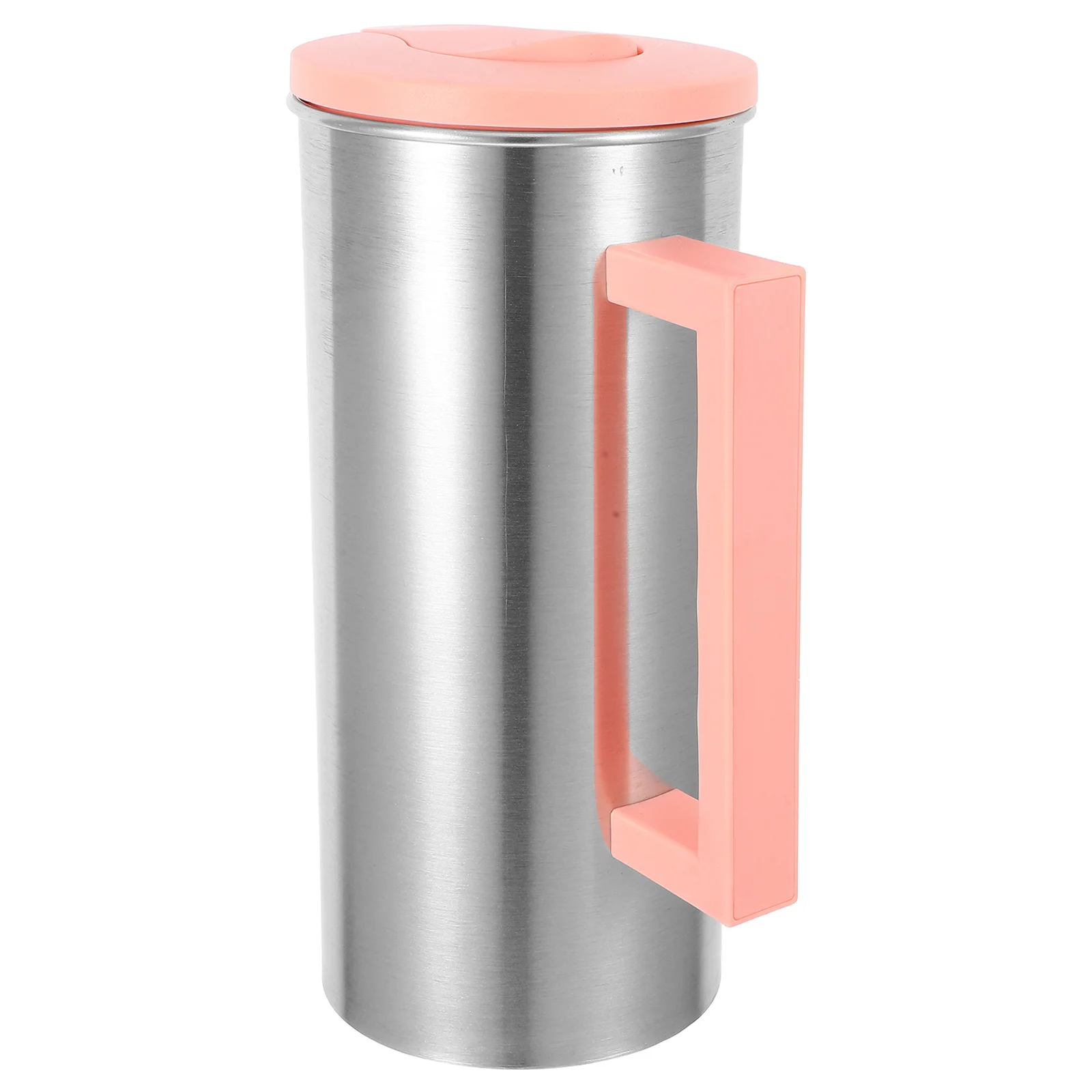 

1pc Stainless Steel Water Pitcher Large Capacity Nordic Pink Handle Portable Beverage Kettle For Picnic Party Swimming
