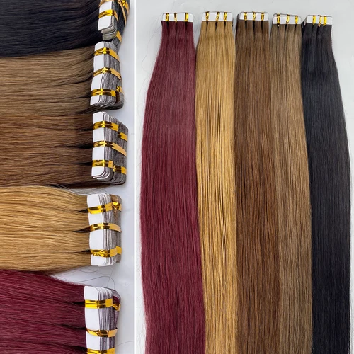 Imagen 2 del producto Extensiones de cabello con cinta adhesiva para mujer, cabello vietnamita Remy Invisible sin costuras, 100% cabello humano Real, extensiones rectas, adhesivo de trama