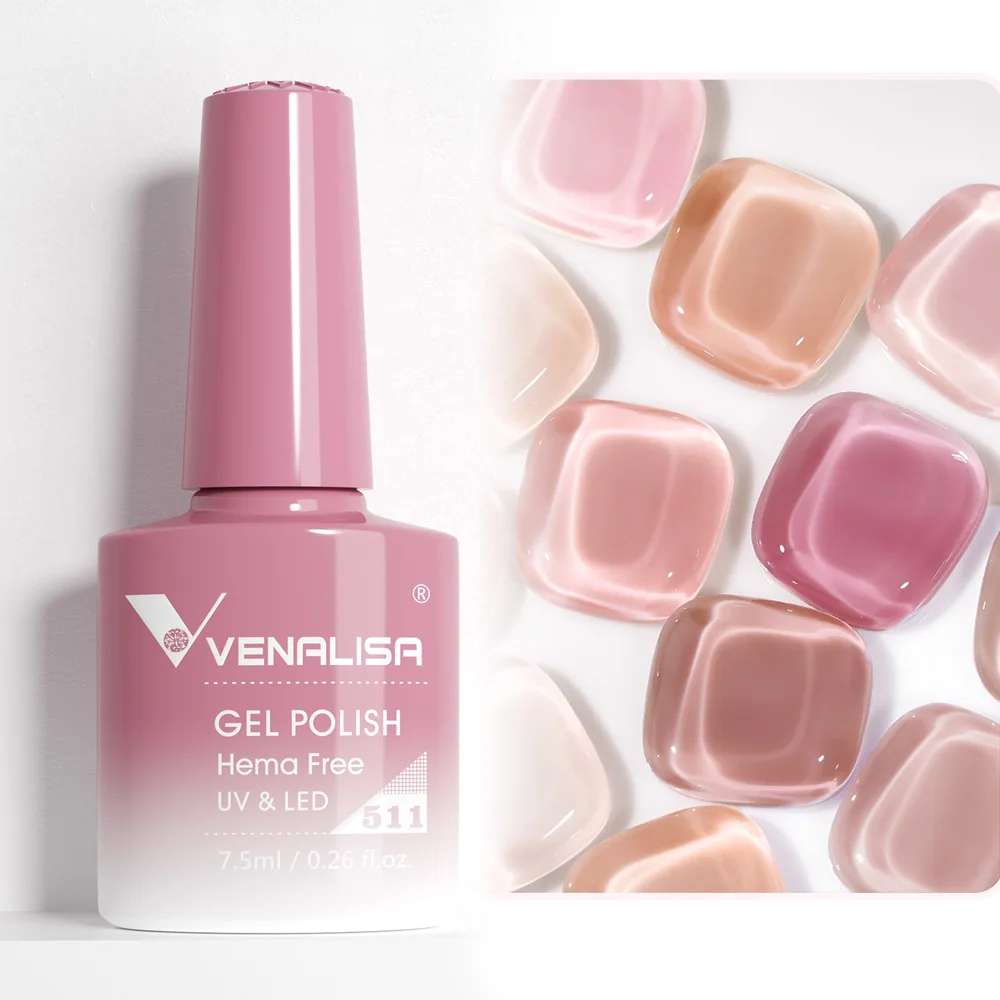 Venalisa HEMA TPO FREE 7,5 ml transparenter Gelee-Gel-Nagellack Nail Nude Pink Nagel-Gel-Nagellack Glitter Wunderschönes SoakOff UV-LED-Gel – Detail 10