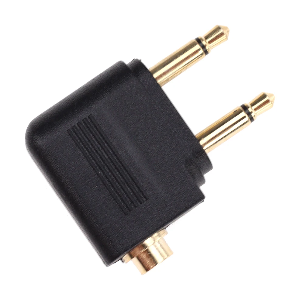 Imagem -03 - Banhado a Ouro 3.5 mm Avião Airline Fone de Ouvido Mono Conversor de Áudio Viagem Jack Plug Splitter Adaptador Conector 100 Peças