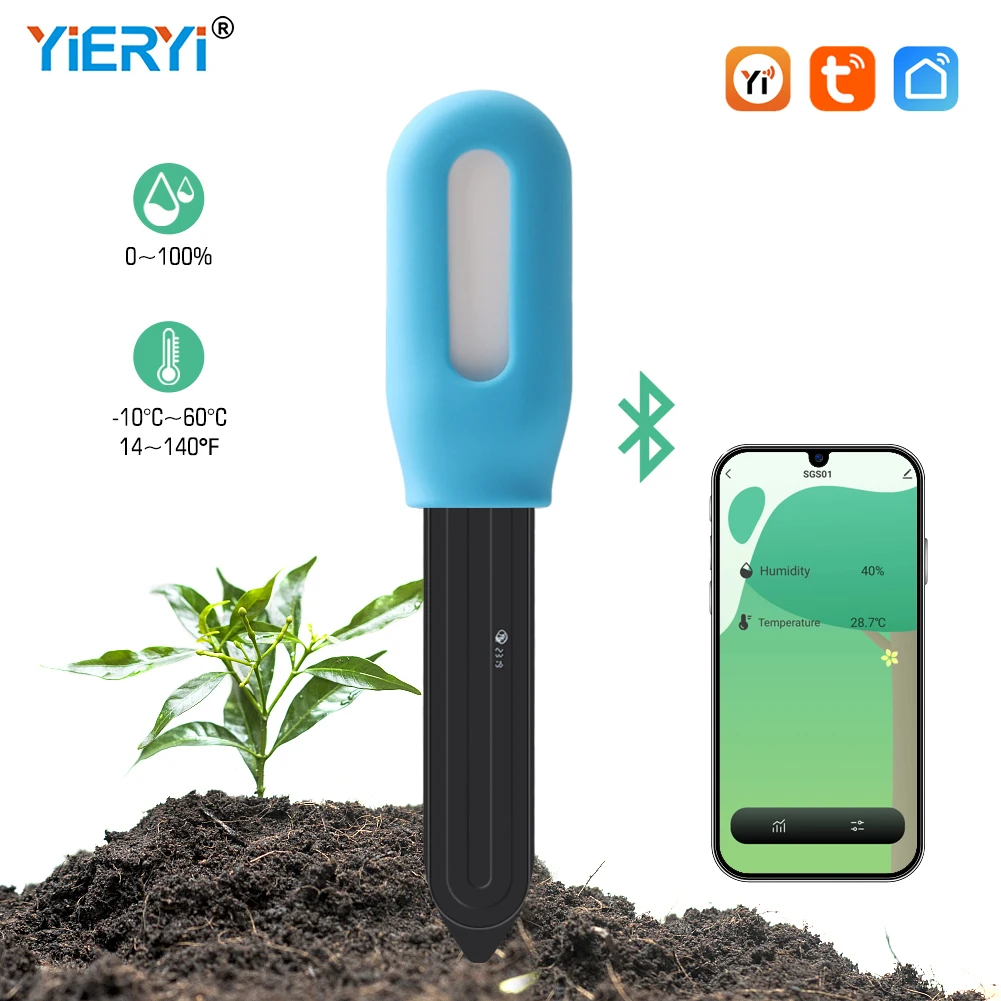 

Smart Tuya Soil Tester BT Connection Moisture Temperature Humidity Sensor Wireless Hygrometer for Planting Garden Potted Lawn