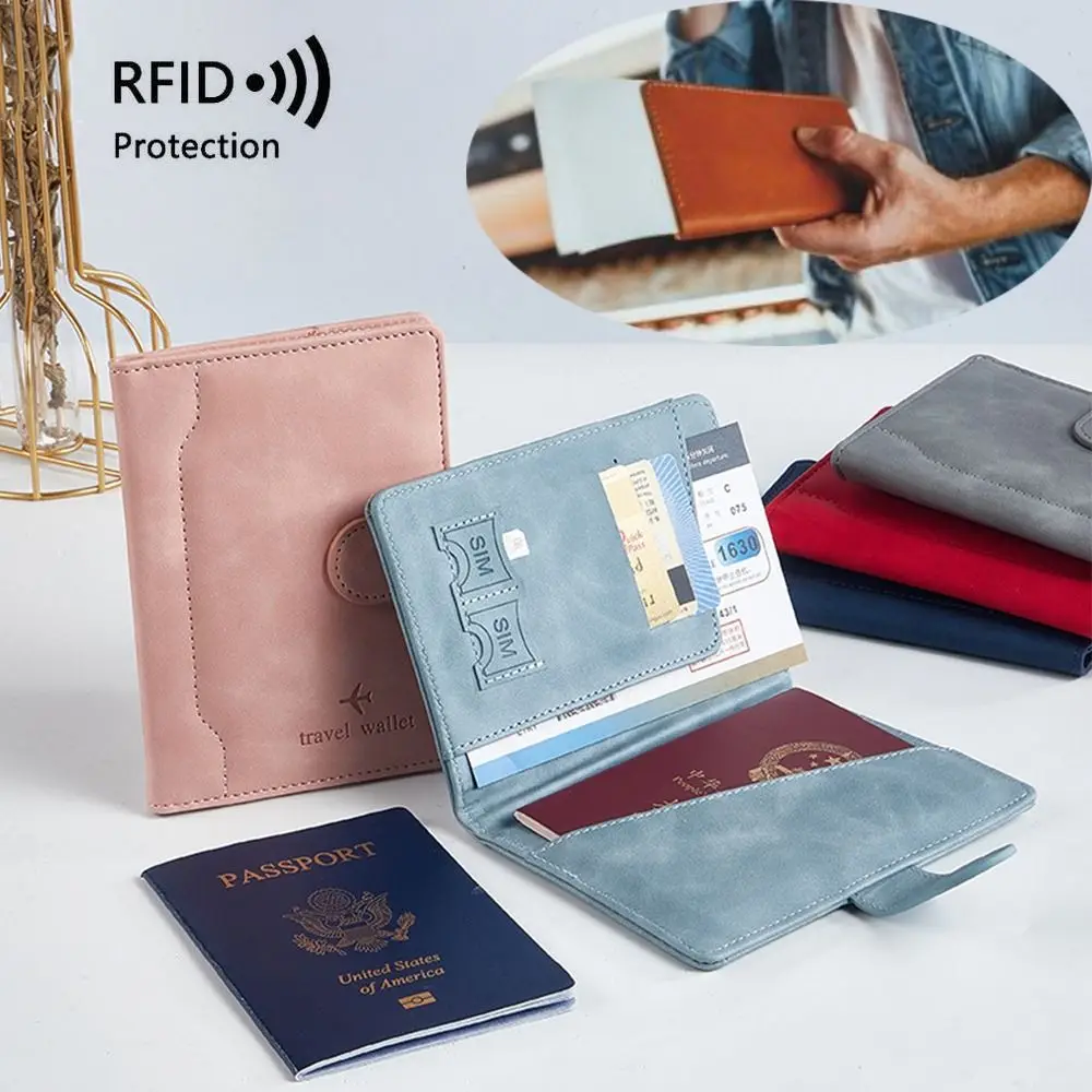 Leather RFID Passport Holder Durable Ultra-thin Multi-function RFID Wallet Waterproof Credit Card Holder Passport