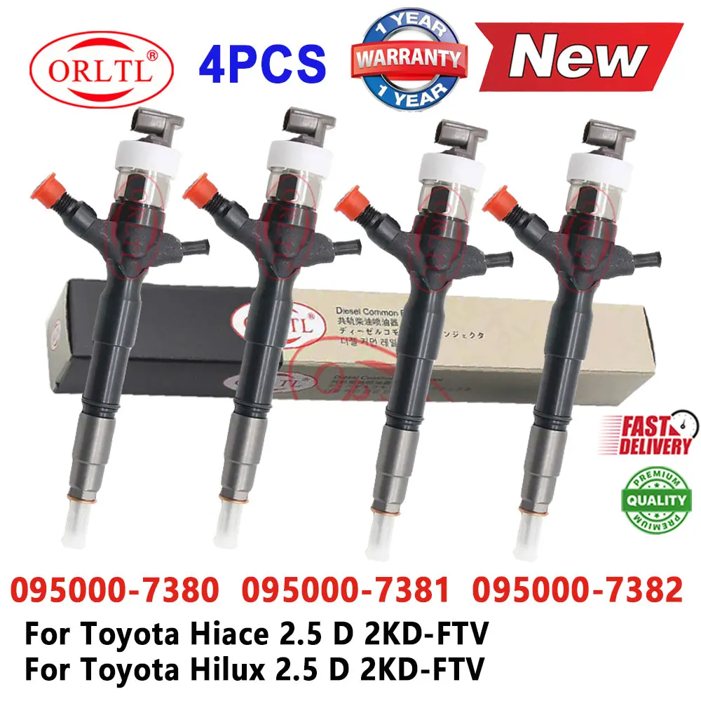 

4 PCS 095000-7380 095000-7381 Diesel Injector 0950007380 0950007381 095000-7382 For Toyota Hiace 2.5 D 2KD-FTV Hilux 0950007382