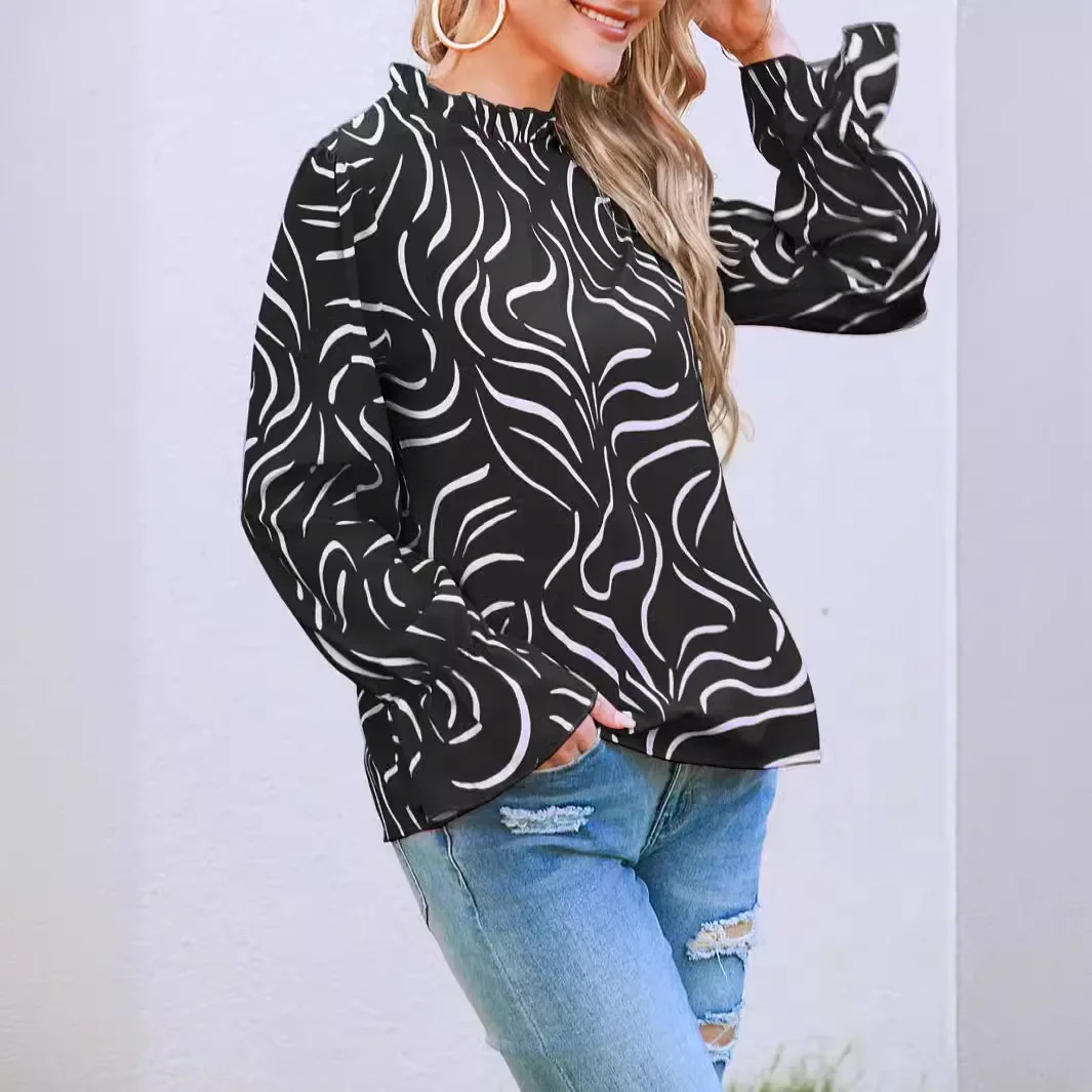 

2025 Europe, America, autumn new printed pullover long-sleeved top