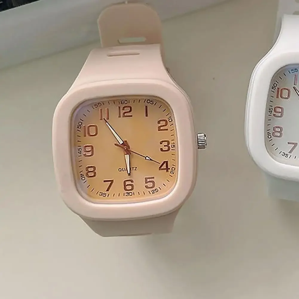 fera grande cuadrada del reloj del cuarzo de la correa de silicona relojes de pulsera del estudiante reloj ocasional de la manera multicolore para