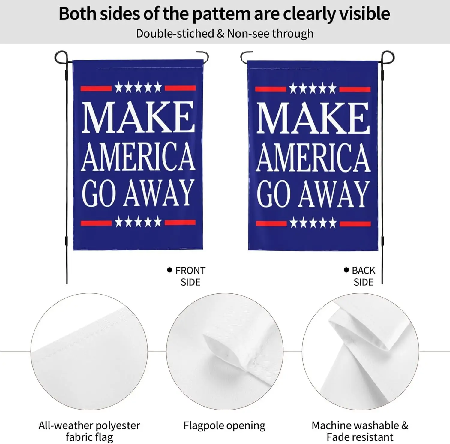 Make America Go Away أعلام للخارج، ديكور الفناء، علم الحديقة مزدوج الجوانب MME