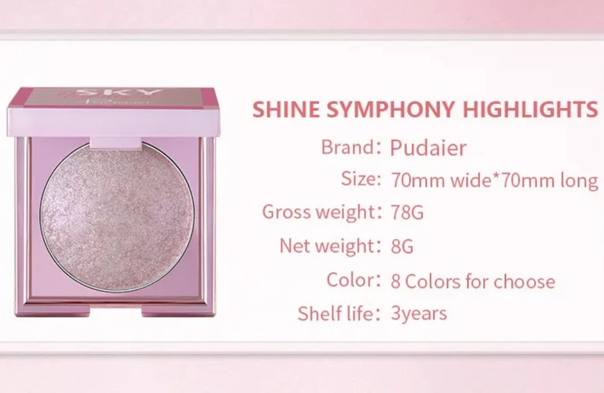 Pudaier 9-Farben-Highlighter-Puder, matte Palette, Make-up, leuchtende Augen, Gesichter, Kontur, Glitzer, Schimmer, Illuminator, Highlight-Kosmetik