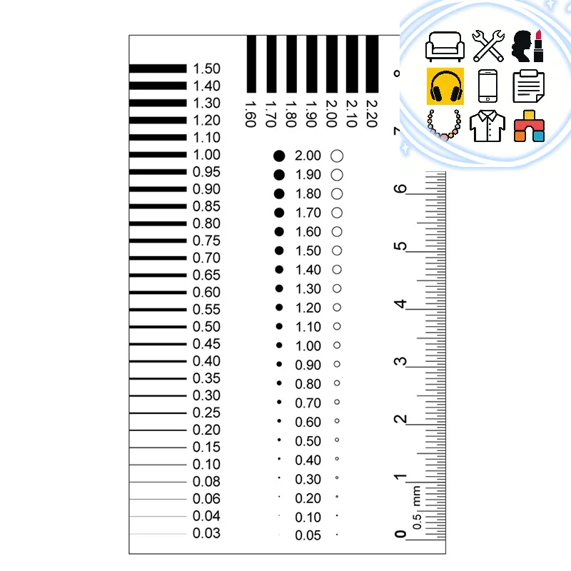 Measuring Pass Badge Gauge Stain Card Point Gauge Wire Gauge Transparent Film Ruler Stain Crack Contrast Ruler ﻿