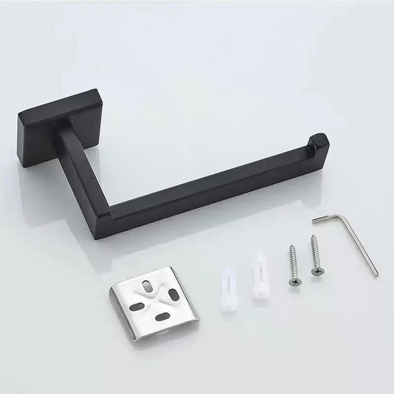 【セール中】304 ステンレス鋼のバスルームアクセサリー 1 ピースマットブラックトイレットペーパーホルダー壁掛けティッシュロールハンガー浴室
