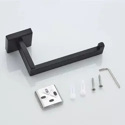 304 Stainless Steel Bathroom Accessories 1 Piece Matte Black Toilet Paper Holder Wall Mounted Tissue Roll Hanger Bathroom