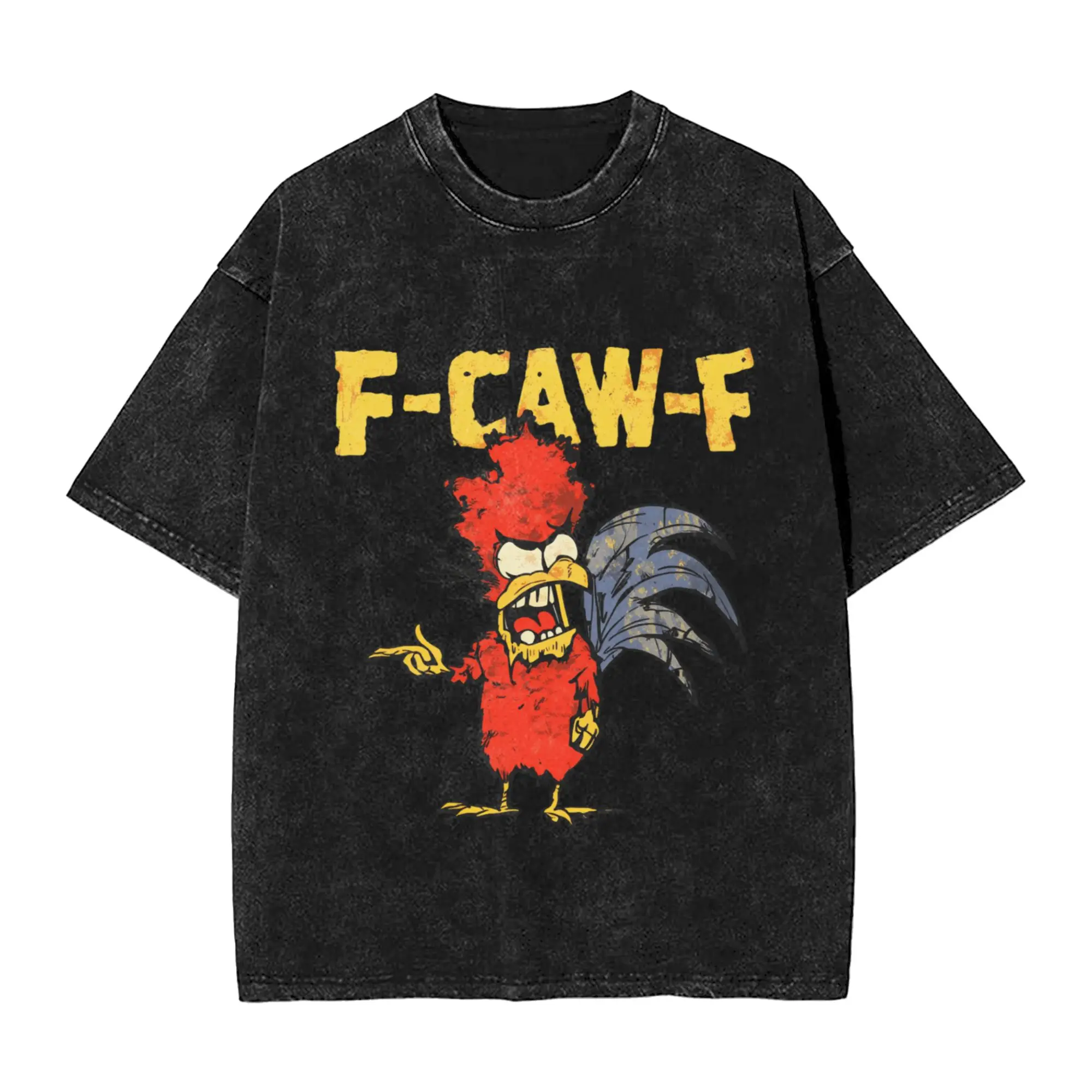 

F Caw F Rooster Funny Bird Fcawf Chicken T-Shirt Harajuku T-Shirts Short Sleeve Vintage Tops Summer Cotton O Neck Oversized