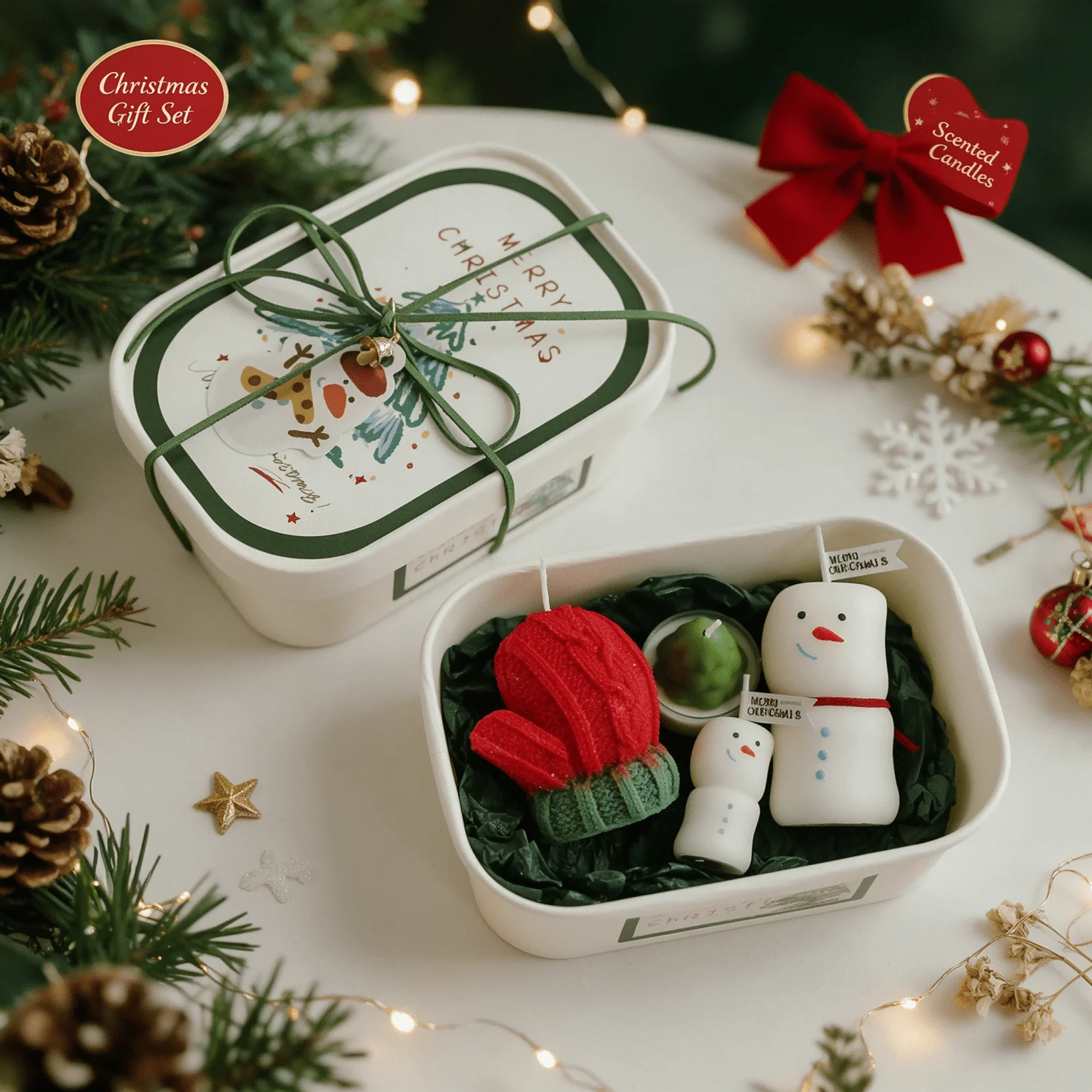 Handmade Christmas Shaped Scented Candle Gift Box Set, Novelty Festive Soy Wax Decorative Candle, Aesthetic Christmas Table Home Decor, Holiday Aromatherapy Candle, Secret Santa Gift, Christmas Stocking Stuffer, Christmas Gift For Women view 7