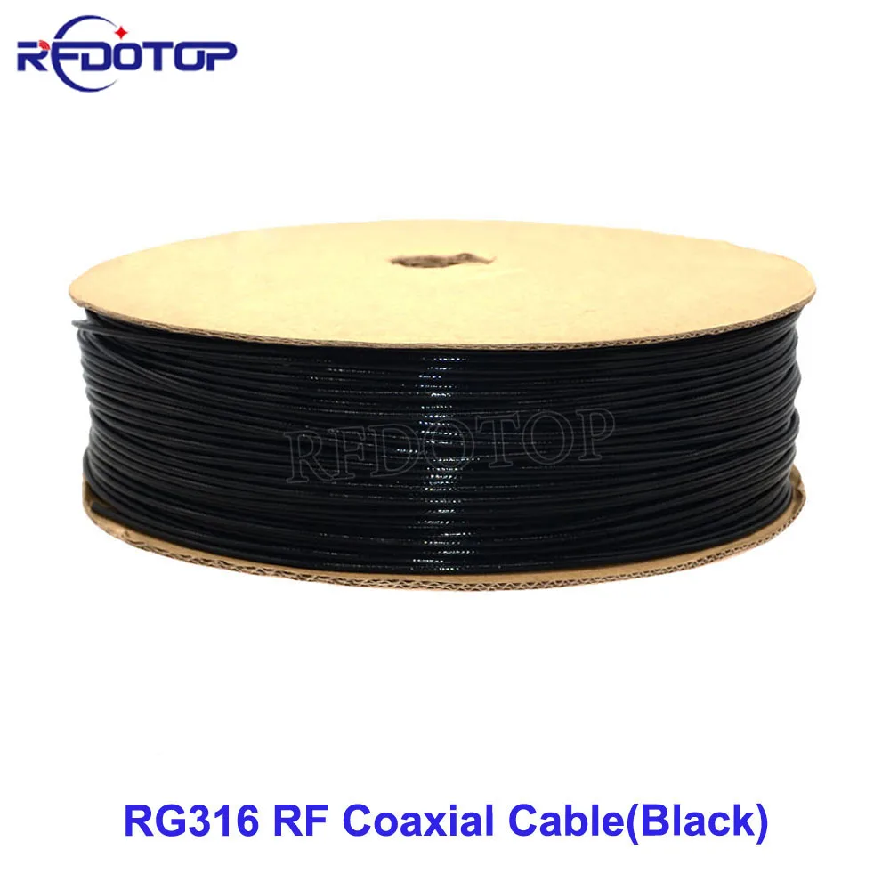 Black RG316 Coax Coaxial Cable 50 Ohm Low Loss for Crimp Connector RG-316 High Quality