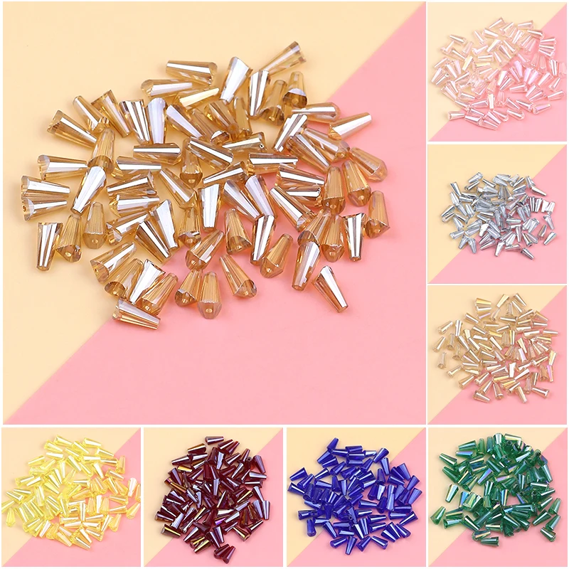 Tower shape Austrian crystal beads conical loose beads glass ball 4*8mm 65pcs supply bracelet Jewelry Making DIY Accessories