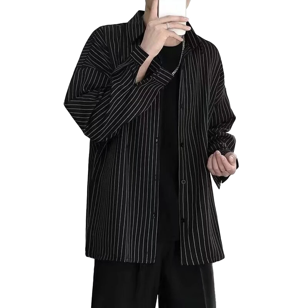 

Blouse Loose Fit Shirt 3XL Black Collared Button Down Versatile Casual Wear Breathable Material Four Seasons Wear