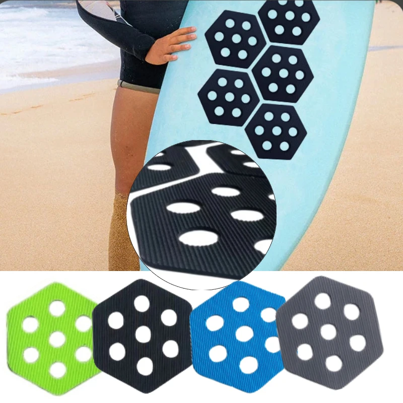 

12pcsSurfboard Traction Pads EVA Deck Pads For Board Anti-Slip Surf Grip Pad Stripe Hexagon Foam Surfing Pad Deck Foot Mat