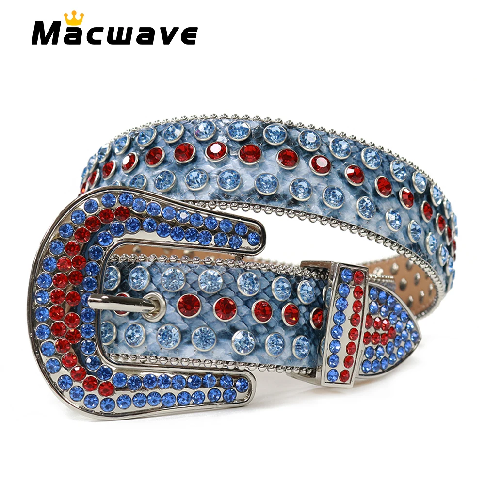 

Fashion Cowgirl Cowboy Western Rhinestones Belt Removable Buckle Diamond Studded Belt for Women Men Cinturones Para Hombre