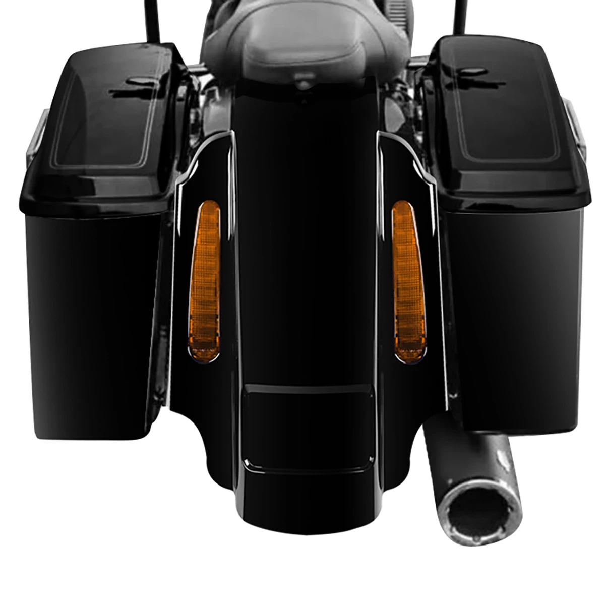 Gloss Black LED Rear Fender Extension Fascia Light System For Harley Davidson Touring Street Glide Road King Classic 1993-2008