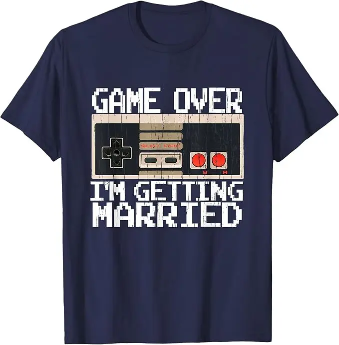 Game Over Ich heirate – Gamer-Bräutigam-T-Shirt, Y2k-Videospiel-Liebhaber, Bräutigam, Verlobter, Grafik-Bekleidung, Herrenmode, Neuheitengeschenk – Detail 12