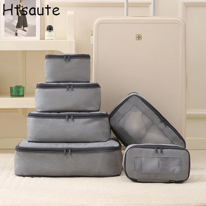 6pcs-foldable-compressible-packing-cubes-waterproof-travel-storage-bag-nylon-suitcase-portable-with-handbag-luggage-organizer
