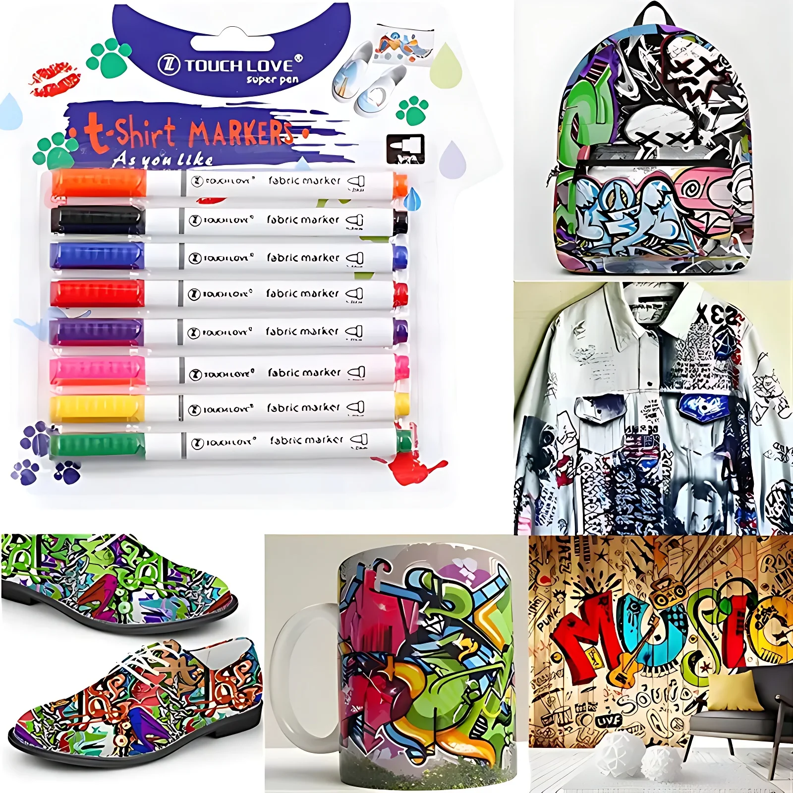 8 Pcs Waterproof Fabric Markers - Textile Pens for DIY T-Shirts, Shoes, Wood & Stone Art