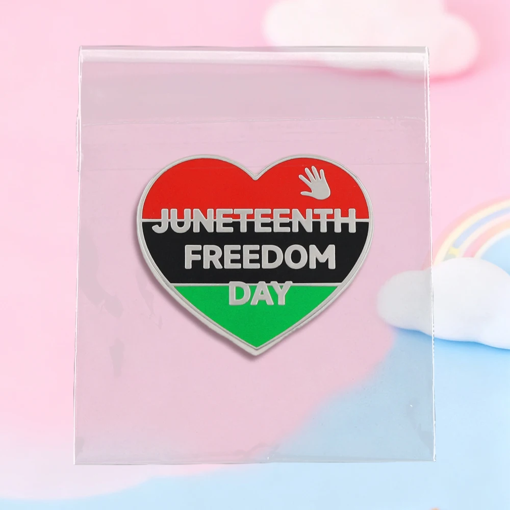 19. Juni Juneteenth Freiheitsfeier Herz-Brosche Rote Panafrikanische Flagge Emaille-Pin Afroamerikanische Unabhängigkeitsfeier Abzeichen – Detail 8
